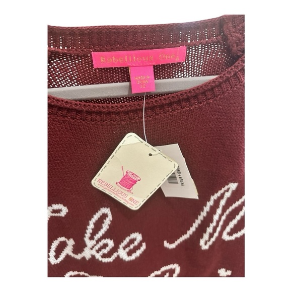 Rebellious One “Take Me To Paris” Sweater XS NWT Burgundy - Picture 6 of 7